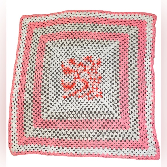 Handknit Crochet Throw Blanket 42X42” - Picture 1 of 13